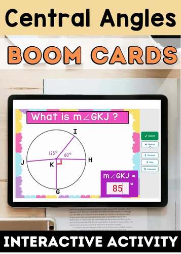 Central Angles Practice | Circles Geometry Digital Task Cards | BOOM™ Cards