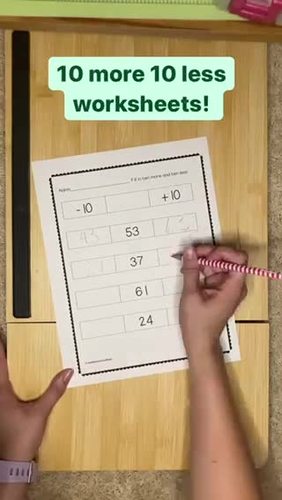 NO PREP 10 More 10 Less Math Worksheets by Fromtheminimalhive | TPT