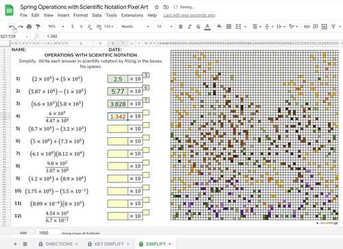Spring Math Google Sheets Digital Pixel Art Operations with ...