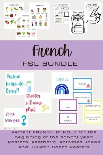 French FSL BUNDLE of Resources Posters and Activities Templates | TPT