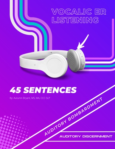 Preview of Vocalic ER Listening Practice - Audio and Worksheet for 45 Sentences!