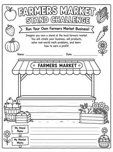 Farmers Market Stand Math Project | PBL Activity | Upper Elementary