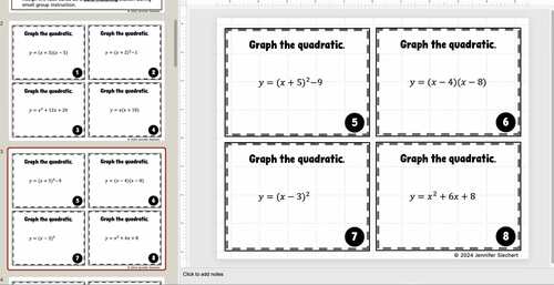 Graphing Quadratics Task Cards/Card Match/Scavenger Hunt - Geometry ...