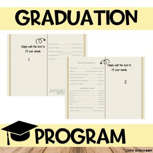 GRADUATION/AWARDS CEREMONY PROGRAM TEMPLATE by Kirk's Klassroom TPT