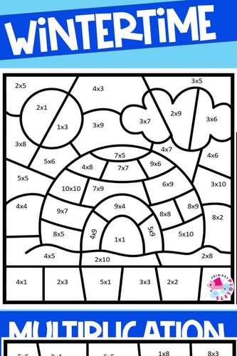 Winter Multiplication Color by Number by Primary Piglets | TpT