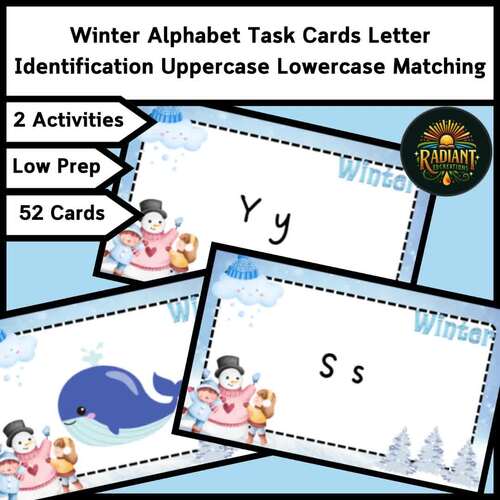 Winter Alphabet Task Cards Letter Identification Uppercase Lowercase ...