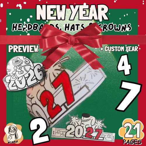 New Year Headbands, Hats & Crowns Craft | 2026 + Custom Year | B&W ...