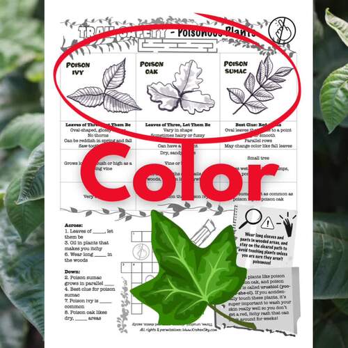 Poisonous Plants Trail Safety Identify   Color   Crossword by KrakenSky