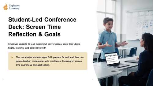 Student Led Conference Deck Screen Time Reflection Goals | Slide Deck