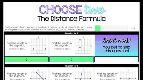 The Distance Formula Digital Activity | Choose Two