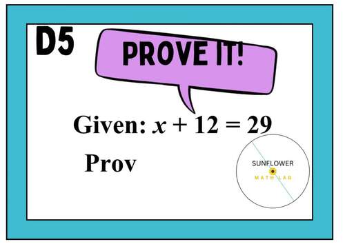 One-Step Equations Algebraic Proofs Task Cards | Properties of Equality