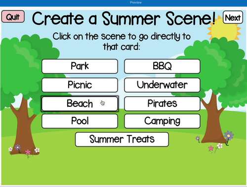 Create a Summer Scene Boom Cards™ Summer Language Speech Therapy Activity