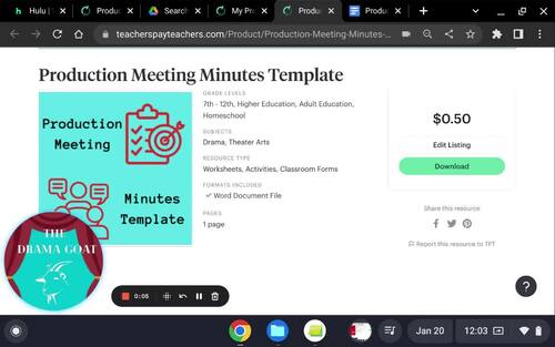 Production Meeting Minutes Template by The Drama GOAT | TPT