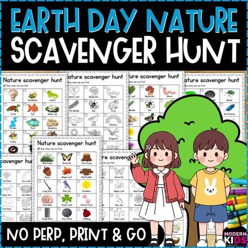 Nature Scavenger Hunt Checklist Worksheet - Earth Day Nature Walk ...