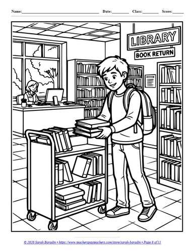Tech and Library Rules Coloring Pages | Digital Citizenship & Book Care