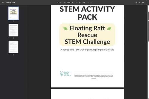 Elementary K–2 Floating Raft Rescue STEM Challenge