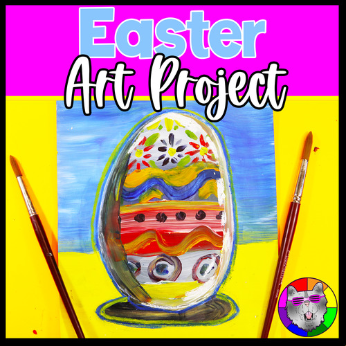 Preview of Easter Art Lesson, Wayne Thiebaud Easter Egg Art Project Activity Middle School