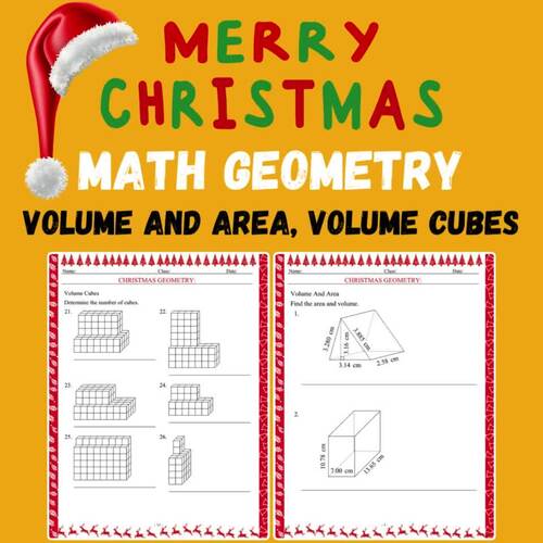 Christmas Geometry Activities | Volume & Area Worksheets | Holiday Math