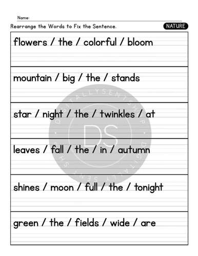 Scrambled Sentences Worksheets 2 | Sentence Building | Jumbled Word ...