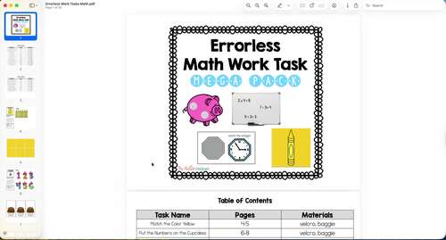 Errorless Math Tasks Mega Pack by The Autism Helper | TPT