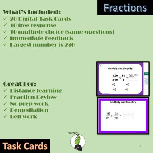 Multiplying Fractions Set 3 Boom Digital Task Cards by Grasshopper ...
