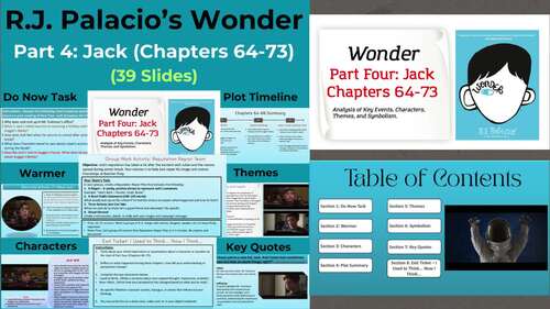 Wonder by R.J. Palacio Part 4: Jack (Chapters 64-73) PPT Summary & Analysis