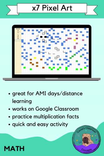 x7 Multiplication Pixel Art Math Activity - Basic Multiplication Fact Fluency