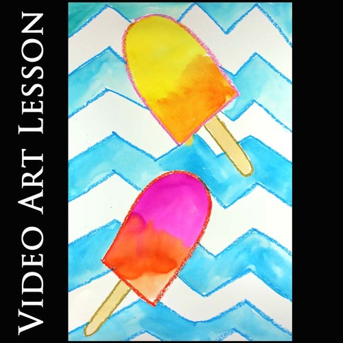 Preview of ICE CREAM POPSICLES Video Art Lesson | EASY SUMMER Drawing & Painting Project