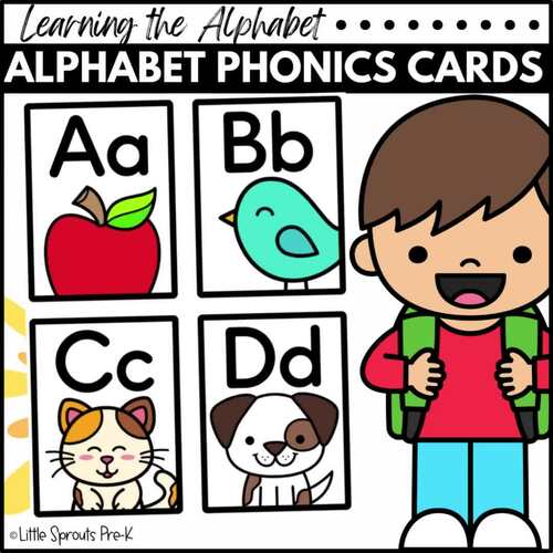 Alphabet Cards | Alphabet Phonics Cards with Picture Cues for PreK, Kinder