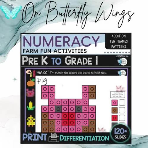 Farm Fun Numeracy Activities PreK to Grade 1 by On Butterfly Wings