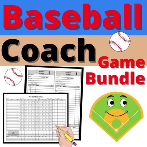 Baseball Game Bundle Score sheets Roster Cards Coach Umpire Editable