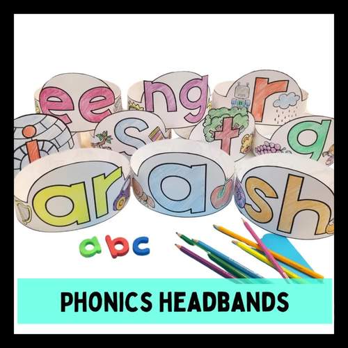 Kindergarten Phonics Hats Alphabet Crowns Headbands Bundle 42 Sounds