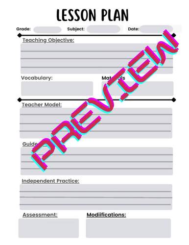 Lesson Plan Template by Planner123 | TPT