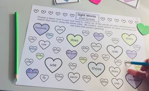 Valentine Sight Words Worksheets Literacy Activities 2nd Grade Reading