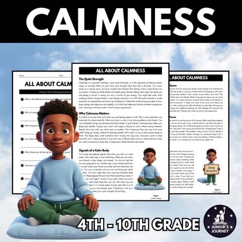 Calmness | Reading Comprehension | Social Emotional Learning | Worksheet