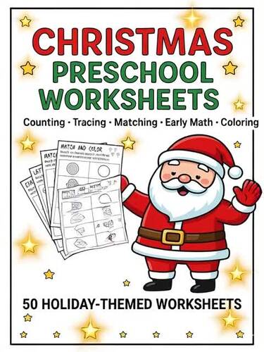 Christmas Preschool Worksheets , Tracing, Matching, Early Math ...