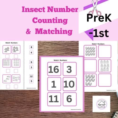 Science/Math Insect Counting & Matching with numbers 1 through 17