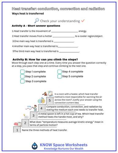 Heat Transfer Worksheet: Conduction, Convection & Radiation Practice