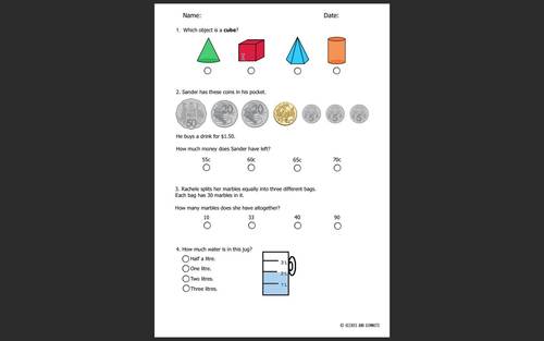 digital and printable naplan style mini tests year 3 numeracy