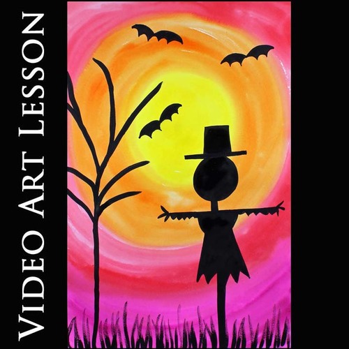 Preview of PUMPKIN SCARECROW & BATS | Easy AUTUMN & HALLOWEEN Drawing & Painting Project
