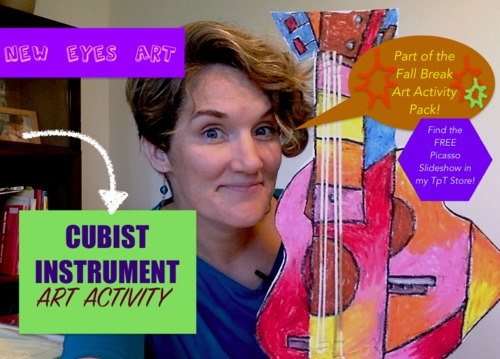 Preview of CUBIST Stringed Instrument Activity! Make a CUBIST GUITAR!