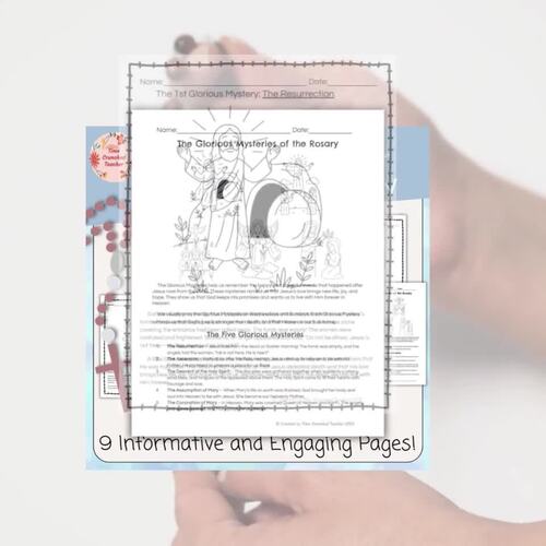 The Glorious Mysteries of the Rosary Catholic Worksheet Packet | TPT
