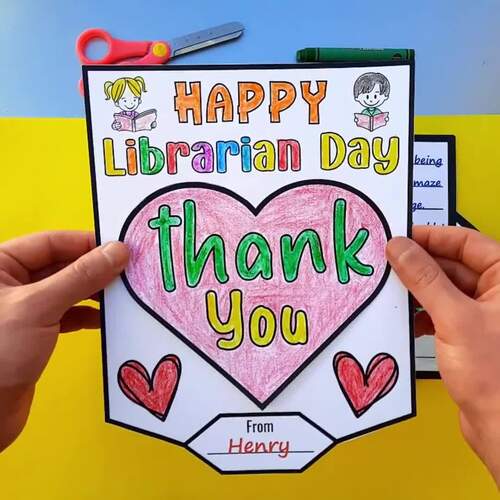 School Librarian Appreciation Day Thank You Cards, Coloring Pages and ...