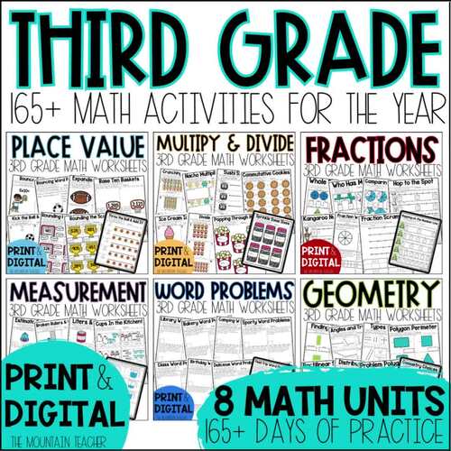 3rd Grade Math Worksheets, Review Activities, Anchor Charts Posters ...