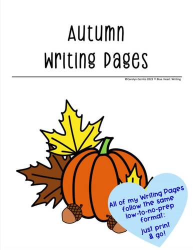 Writing Prompts for Fall by Blue Heart Writing | TPT