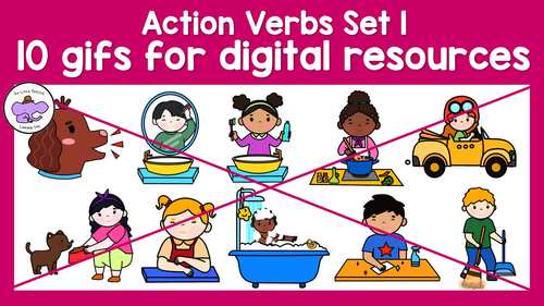 Action Verbs Animated GIFs for Speech Therapy FREE Mini Unit