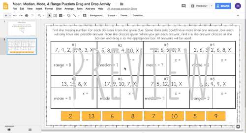 Mean, Median, Mode, & Range Missing Numbers Digital and Print Activity image.