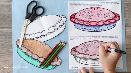 7th Grade Pi Day Math Craft | Pie Area & Circumference Bulletin Board ...