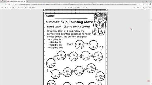 3rd Grade Summer Packet | Mixed Operations | Fun Themes & Creative