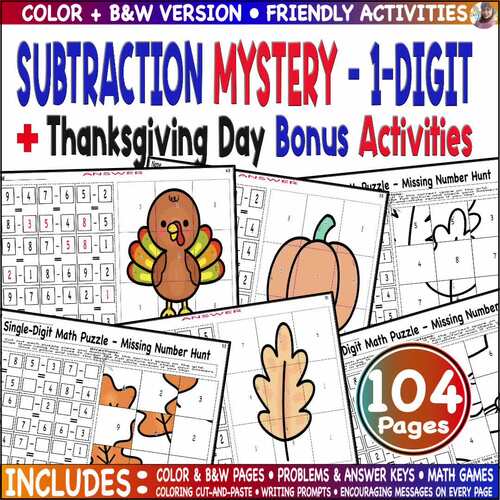 Complete Math Mystery Bundle – 1- & 2-Digit Addition and Subtraction Puzzles Go